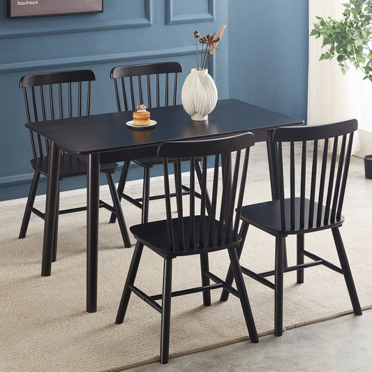 4 pieces of dining chair, black, rubber wood material, dining chair, solid wood chair, solid wood dining table chair