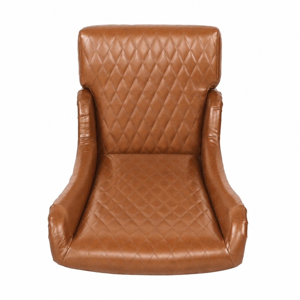 23.03 Inches Wide Faux Leather High Back Accent Chair, Comfortable Tall Wingback Chair with Tufted Upholstery & Wood Legs, Modern Side Chair for Living Room, Bedroom & Dining Room