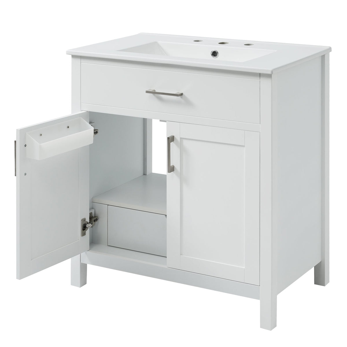 30-Inch Bathroom Vanity with Ceramic Sink and Ample Storage - The Perfect Choice for Small Bathrooms