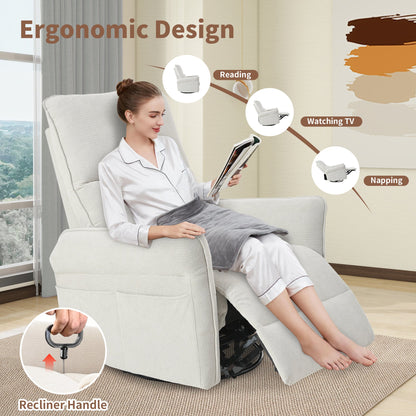 360° Swivel Rocker Recliner Chair, Swivel Nursery Rocking Chair w/Pull Ring, Glider Chair, Modern Rocking Swivel Recliner Chair