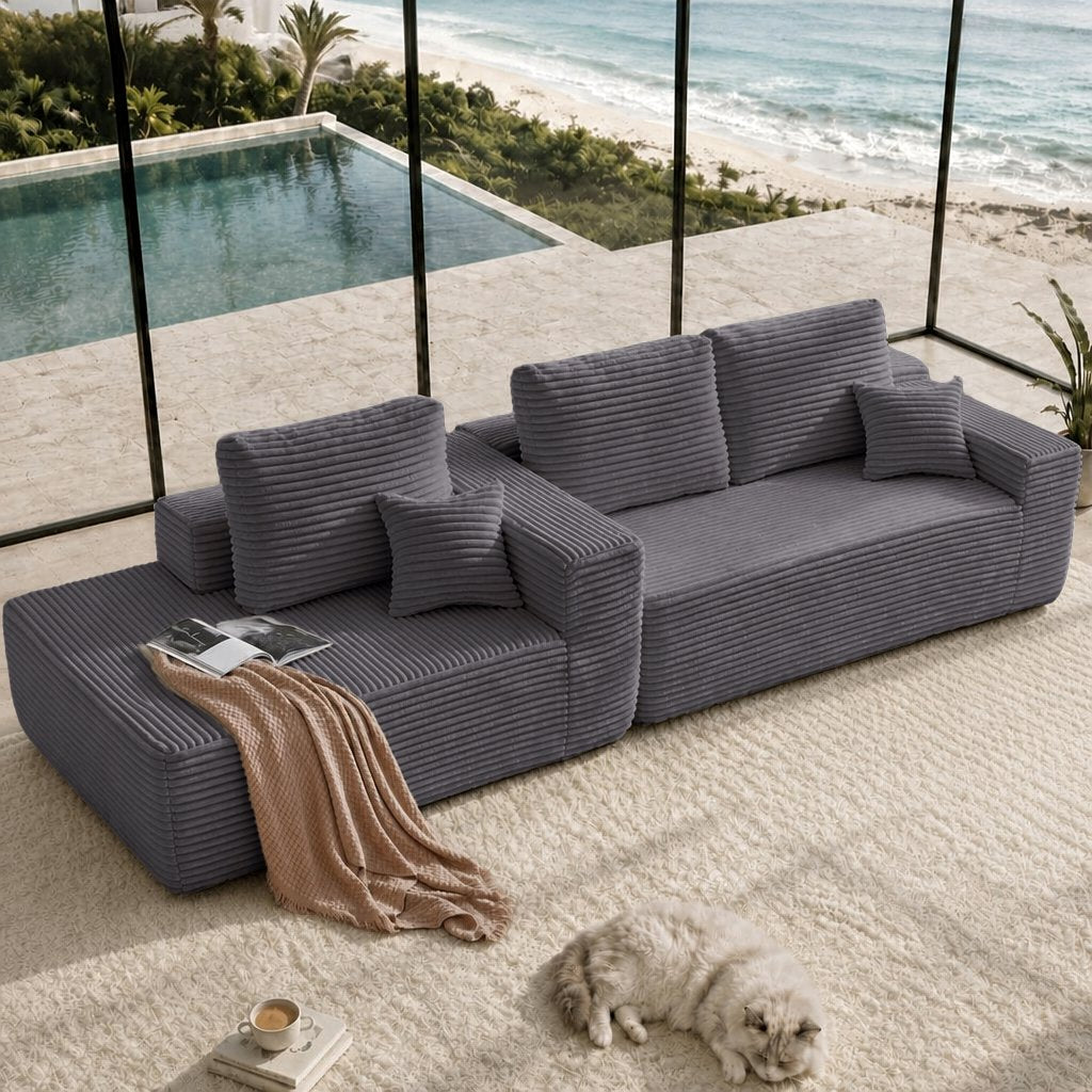 104" Cloud Sectional Sofa with L-Shape Chaise and Side Pockets, Modern Modular Design, Deep Seating, Upholstered Couch – Model W3975S00032