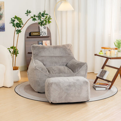 Bean Bag Chairs, Soft Tufted Foam Bean Bag Chair with Faux Fur Fabric for Adults and Kids, Comfy Lazy Sofa for Living Room, Bedroom