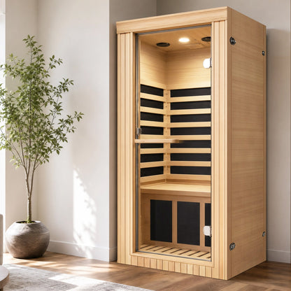 1020W Canadian Hemlock Single Mini Far Infrared Sauna Room