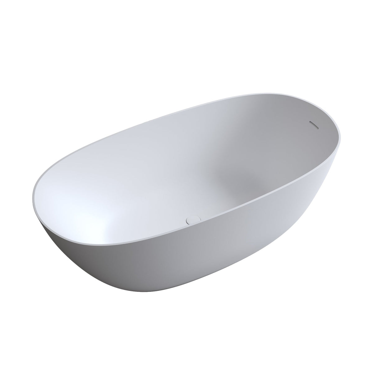 65'' Freestanding Bathtub Resin Stone Soaking Bathtub Solid Surface Modern Tubs with Overflow and Pop-up Drain in White