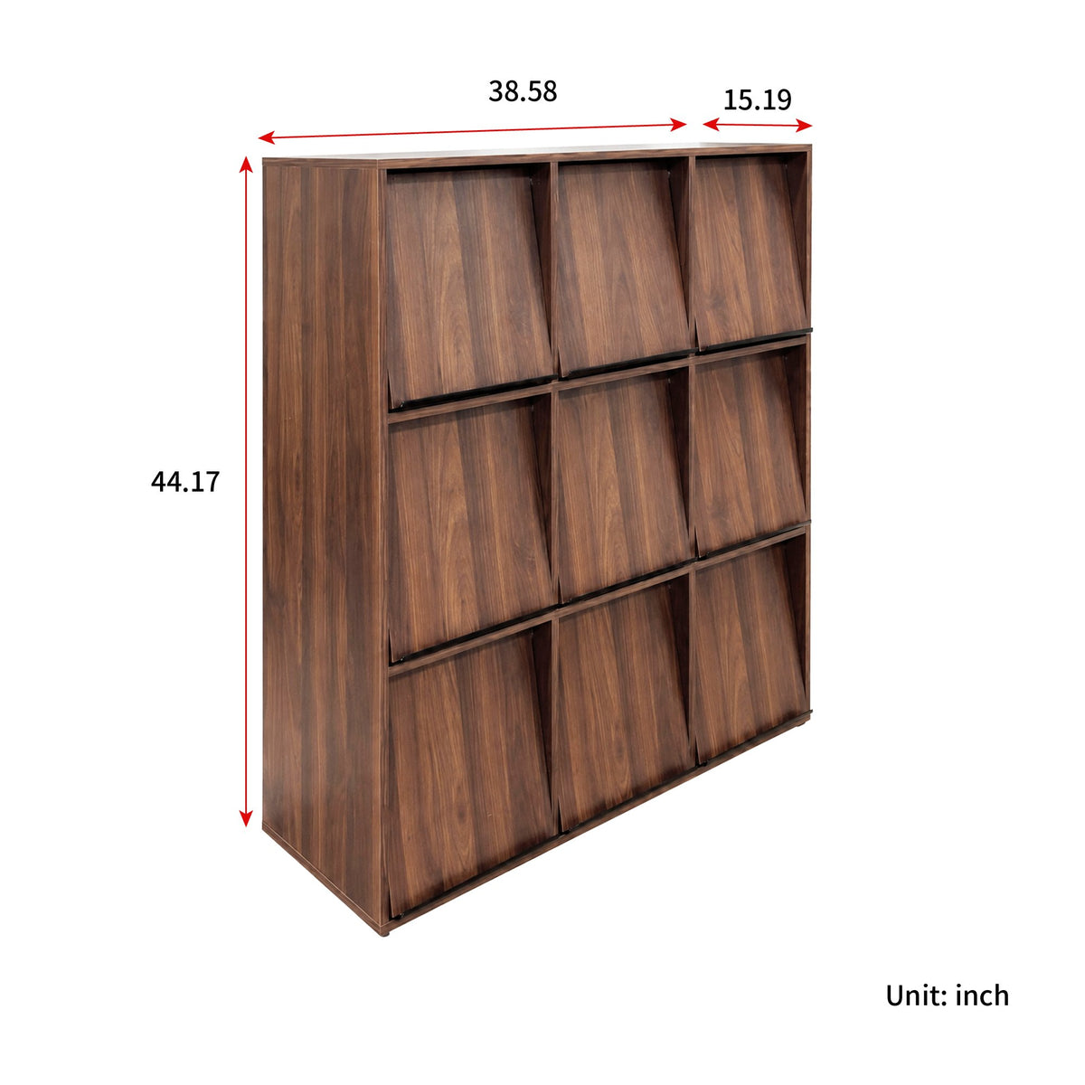 3×3 Cubby Cube Storage Bookcase with Flip Doors, Nine Compartment Cube Organizer Cabinet, Freestanding Display Bookshelf for Living Room Bedroom Office