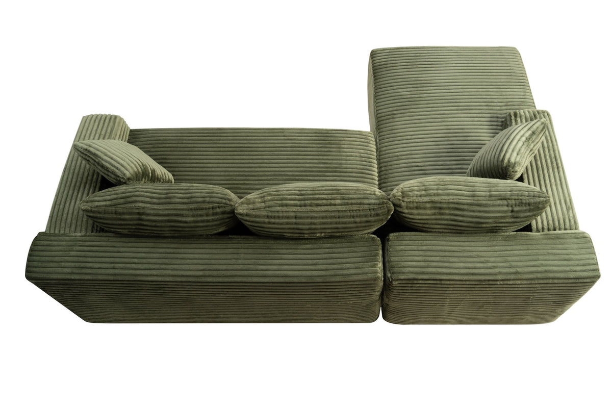 94.5" Cloud Modular Sectional Sofa Couch with L-Shape Chaise, Modern Minimalist Upholstered Couches, Deep Seat Corner Couch – Green