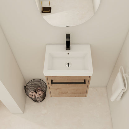 18'' Floating Wall-Mounted Bathroom Vanity with Ceramic Sink & Soft-Close Cabinet Door, For Small Bathroom