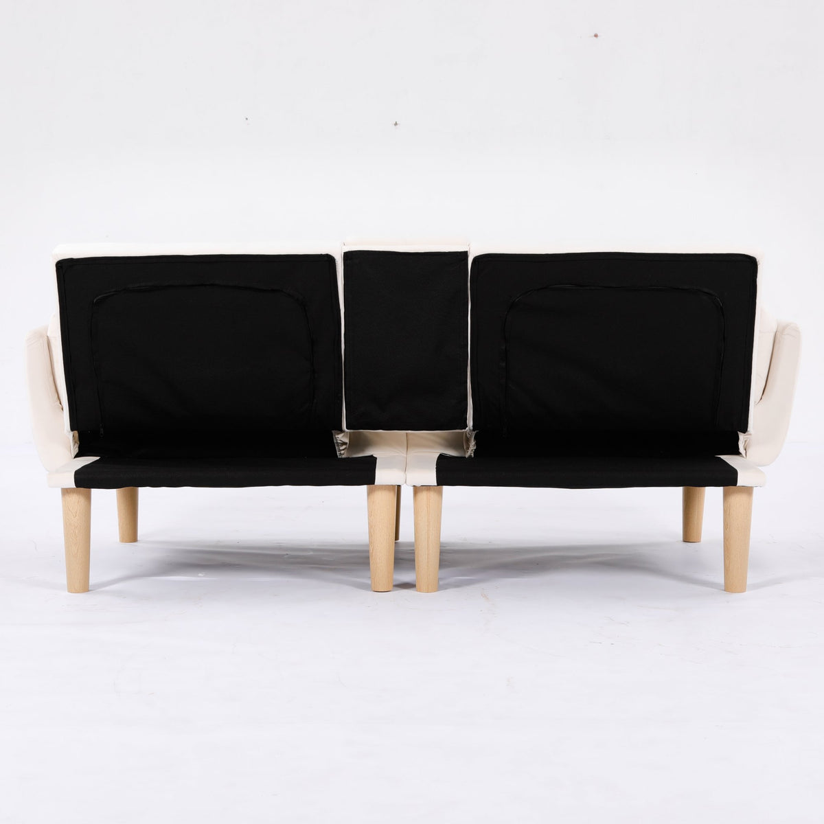 72 Inch Foldable Beige Double Sofa, Soft Velvet Upholstery, Comfortable Leisure 2‑Person Couch for Living Room Apartment.