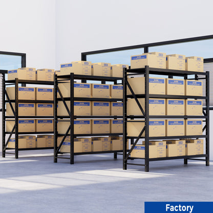 8000LBS Storage Shelves,79" W Garage Shelving Heavy Duty, 24" Deep Storage rack shelf, Steel Tall Industrial Shelving , 5 Tier Adjustable Standing Shelf for Warehouse / Shop 79"W x 24"D x 79"H Black
