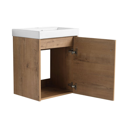 18'' Floating Wall-Mounted Bathroom Vanity with Ceramic Sink & Soft-Close Cabinet Door, For Small Bathroom