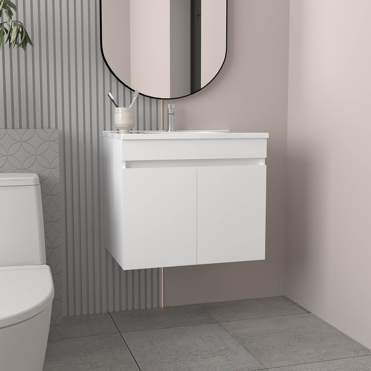 Bathroom Vanity with Sink, 2 Doors, 2 Shelves