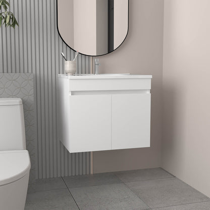 Bathroom Vanity with Sink, 2 Doors, 2 Shelves