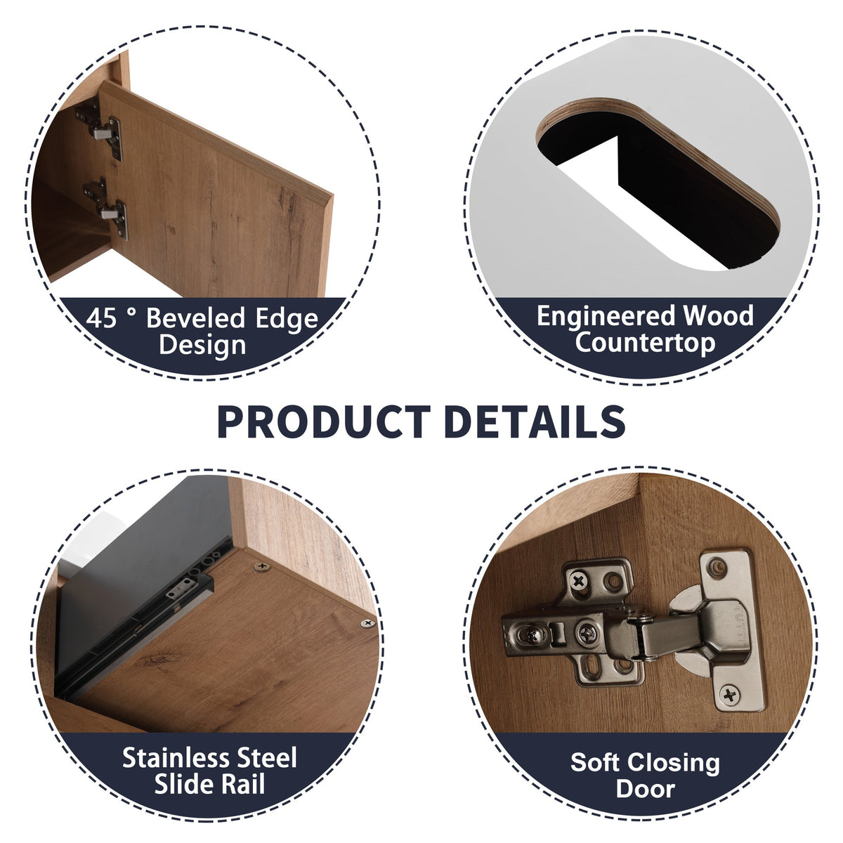32(31-1/2") Inch Wall-Mounted Bathroom Vanity with Ceramic Art Sink and Countertop Flat Plate, 2-Soft Close Doors and 1-Drawer, KD-Packing, Plywood - BAB3098MOWH