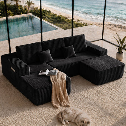 104" Cloud Sectional Sofa with U-Shape Chaise and Side Pockets, Modern Modular Design, Deep Seating, Upholstered Couch – Model W3975S00035
