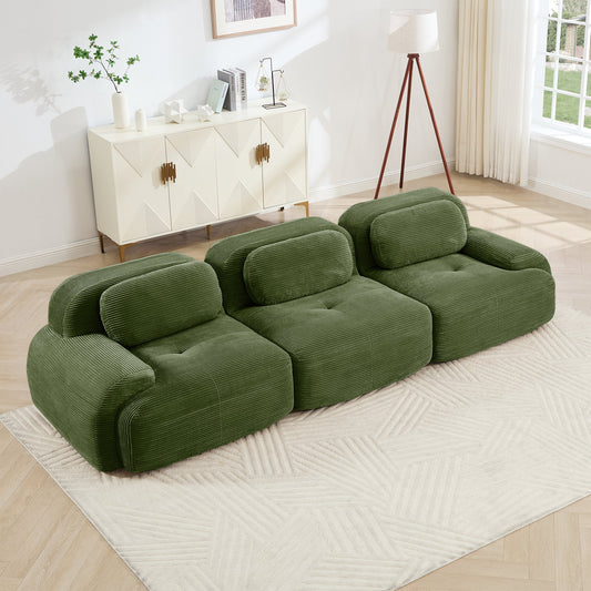 3-seat sofa premiumCorduroy Fabric fabric modular multi-combination anti-slip design no assembly curved armrests ergonomic support