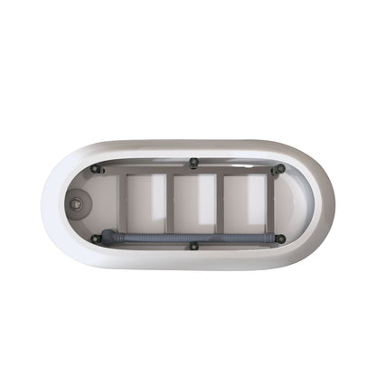 59" Special-Shaped Freestanding Slipper Bathtub in Gloss White with Chrome Overflow & Pop-Up Drain, Pure Acrylic Construction
