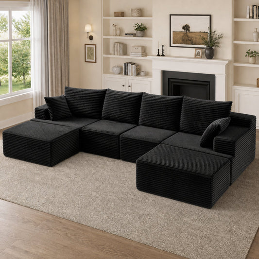 131" Oversized Cloud Boneless Sofa with 2 Ottoman