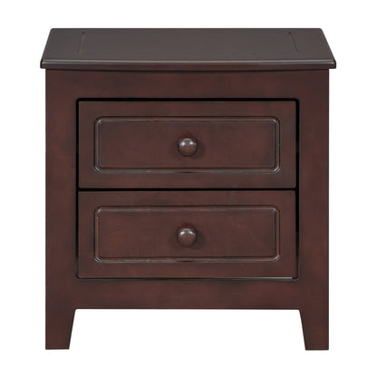 3-Pieces Bedroom Sets, Full Size Wood Platform Bed and Two Nightstands-Dark Walnut