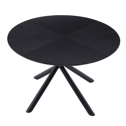 53.14'' Round MDF Coffee Table End Table Short Leisure Tea Table Cross Legs Metal Base, Easy to Assemble,BLACK