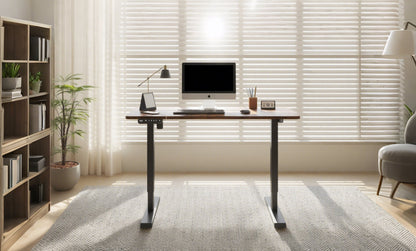 55'×24" Rustic Brown Electric Standing Desk Height Adjustable Desk for Home and Office Computer Table Gaming Desk Modern Lift-up Desk