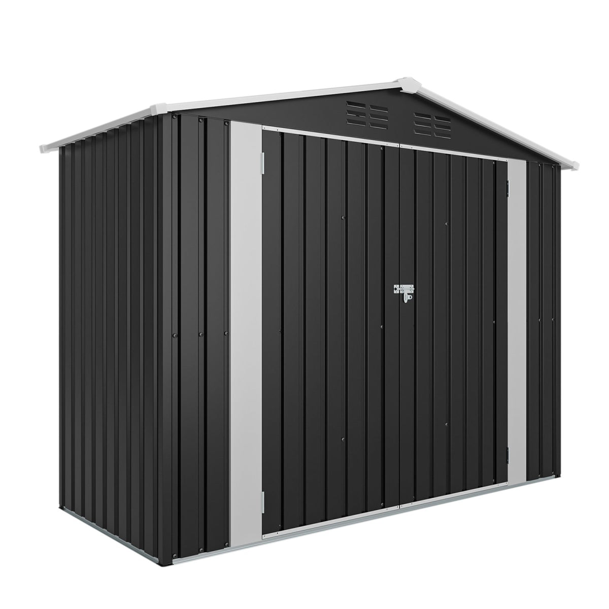 8ft x 4ft Outdoor Metal Storage Shed with Lockable Latch, Black(7.81*3.64 FT)