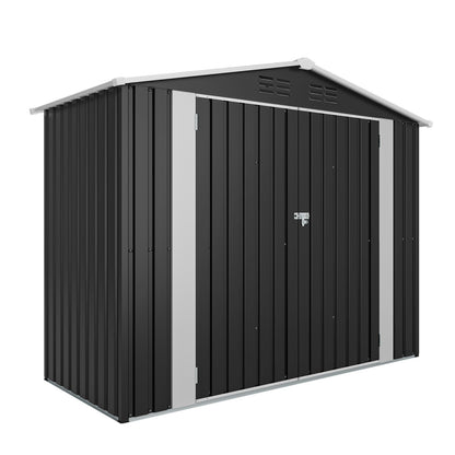 8ft x 4ft Outdoor Metal Storage Shed with Lockable Latch, Black(7.81*3.64 FT)