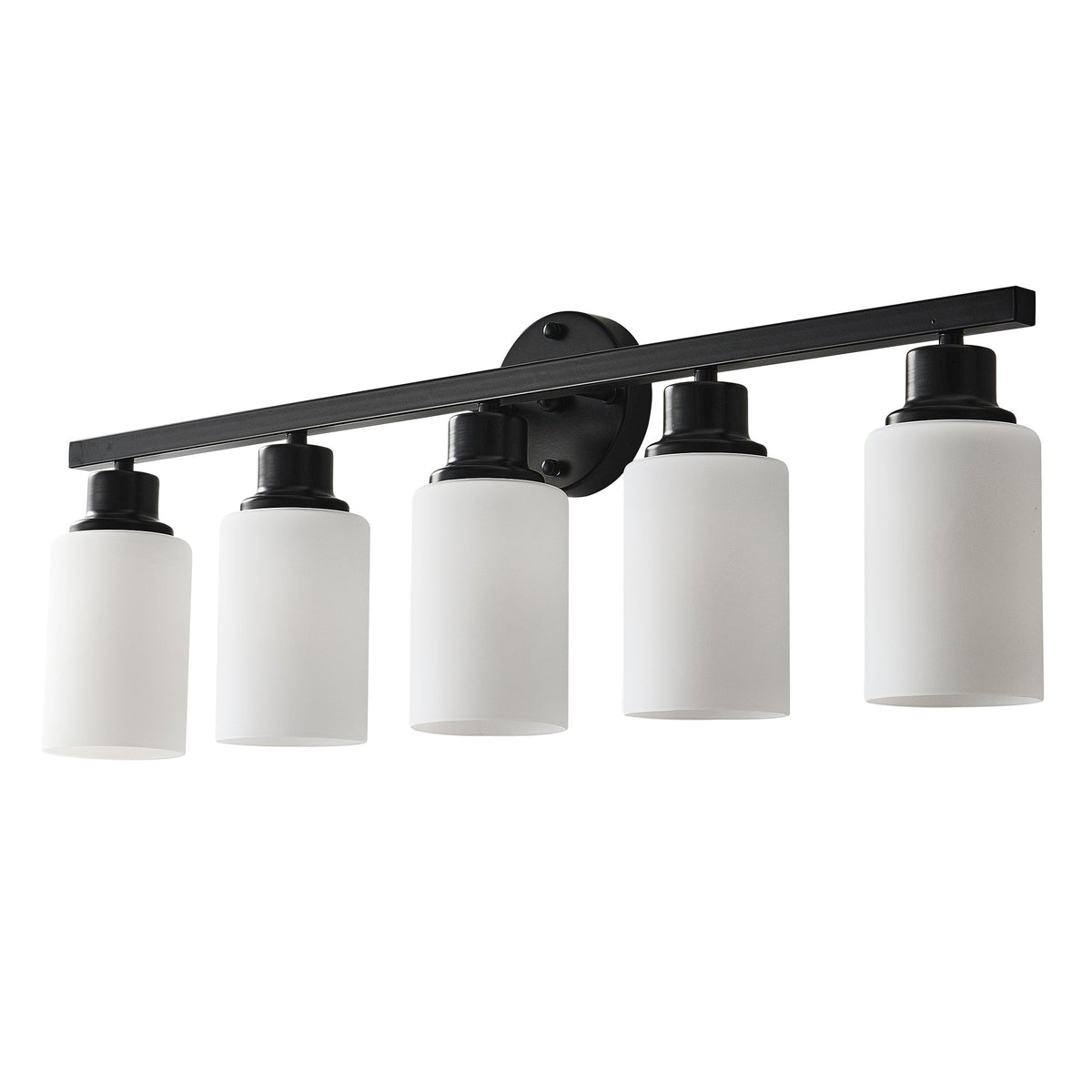 5-Light Matte Black Wall Lamps with White Glass Shades (No Bulbs) Sconce Lighting
