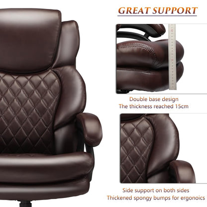 500lbs Big and Tall Office Chair for Heavy People Executive Office Chair with Wide Spring Seat Computer Desk Chair 360 Swivel Home Office Desk Chair
