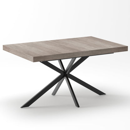55.11'-70.86'Retro Rectangular Stretch Dining Table, Grey Carole Top With Same Color Embossed Center Plate, With Storage Box, kitchens