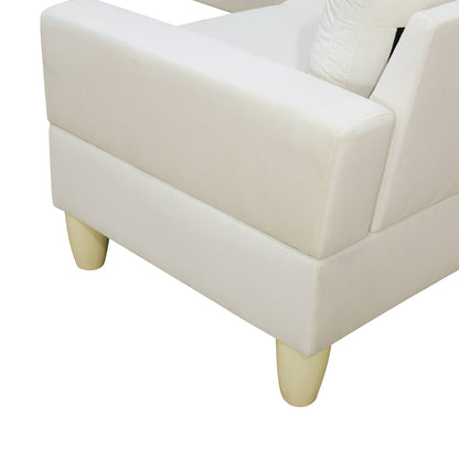95.5 x 75 Inches Width Beige Modular L-Shaped Sectional Sofa 6-Seater 4-Piece Massa Flannel Fabric Couch with Chaise