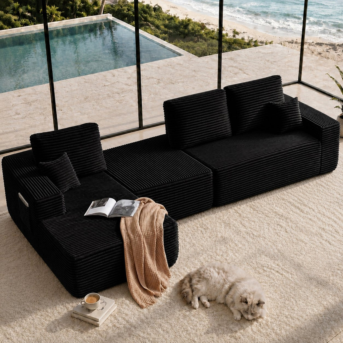 104" Cloud Sectional Sofa with U-Shape Chaise and Side Pockets, Modern Modular Design, Deep Seating, Upholstered Couch – Model W3975S00035