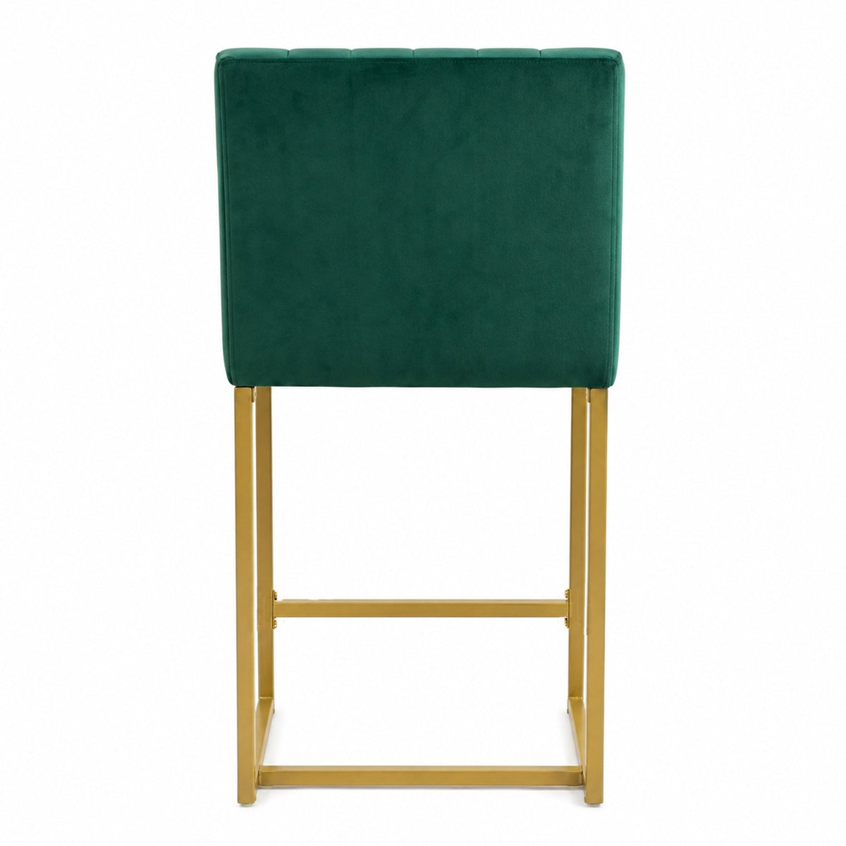 25.6 Inch Counter Height Bar Stools Set of 2 with Velvet Cushion and Back Modern Bar Chairs for Kitchen Island Counter with Metal Leg for Restaurant Dining Room Office, Green and Gold