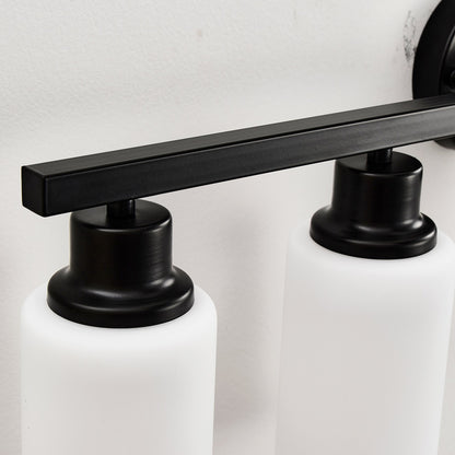 5-Light Matte Black Wall Lamps with White Glass Shades (No Bulbs) Sconce Lighting