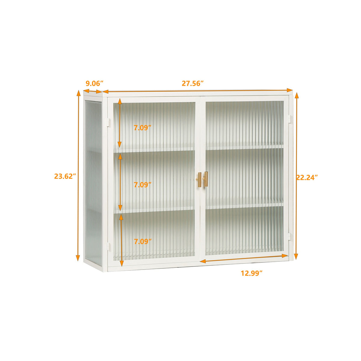 27.56"Glass Doors Modern Two-door Wall Cabinet with Featuring Three-tier Storage for Entryway Living Room Bathroom Dining Room,White(same sku:W757119328)