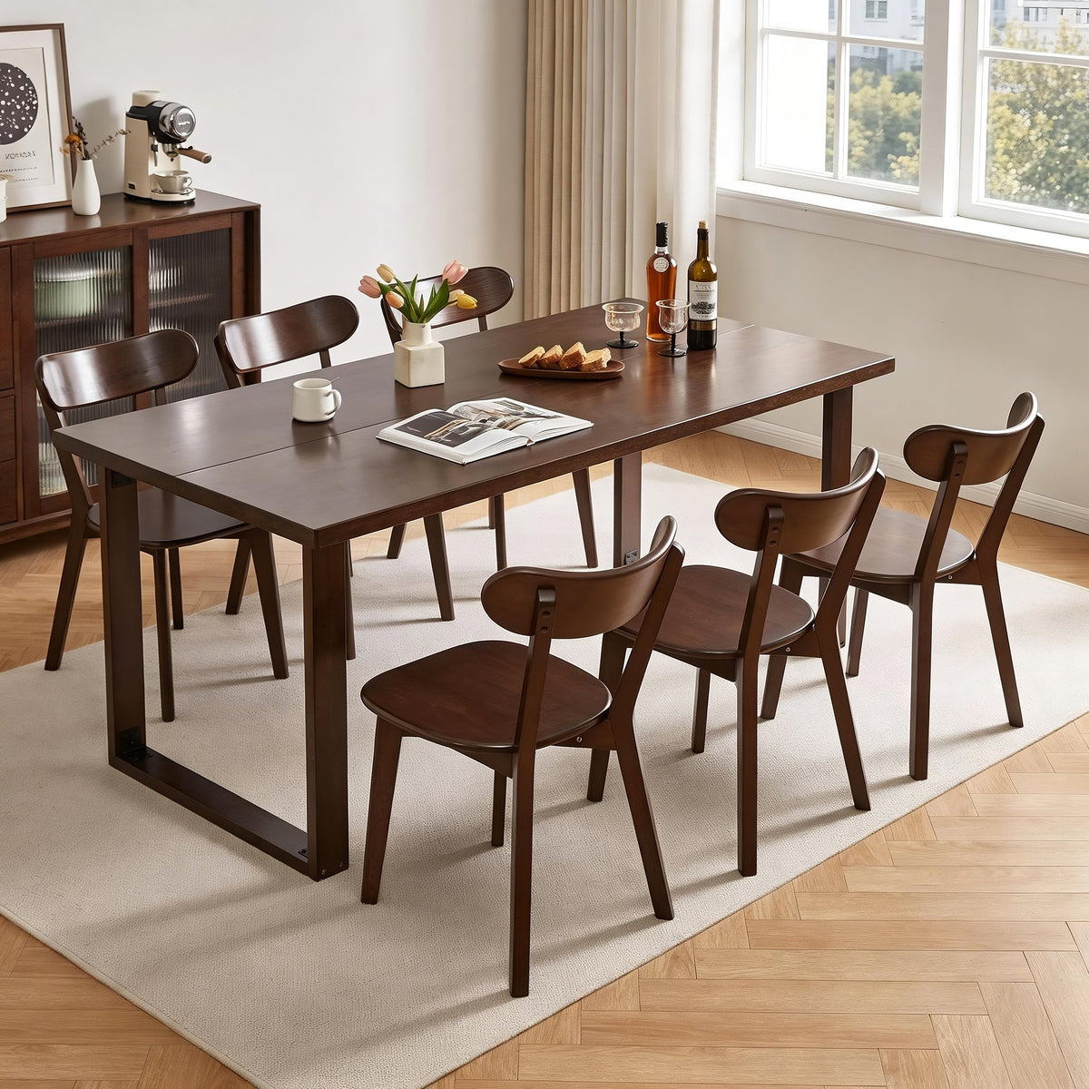 (Set of 2 pcs) Dining chair wooden Premium grade rubber wood natural wood made in Southeast Asia 100% solid wood chair table chair wooden living room chair simple and natural 46*37*76 cm