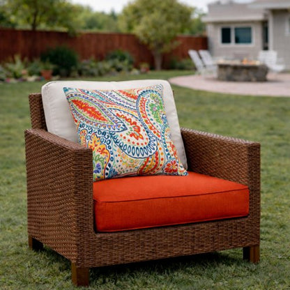 2 Pack Outdoor Pillow Covers ONLY 18x18 Inch, Water-Repellent Decorative Cushion Covers for Patio Furniture, Garden, Porch, Balcony and Outdoor Sofa-paisley multi