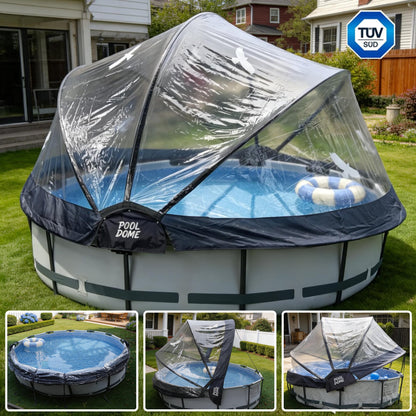 15 FT Round Multifunctional All Weather Cover Pool Dome Enclosure for Outdoor Pools, Compatible Clean & Warm Water, Suitable for 15 foot Round Frame Pools