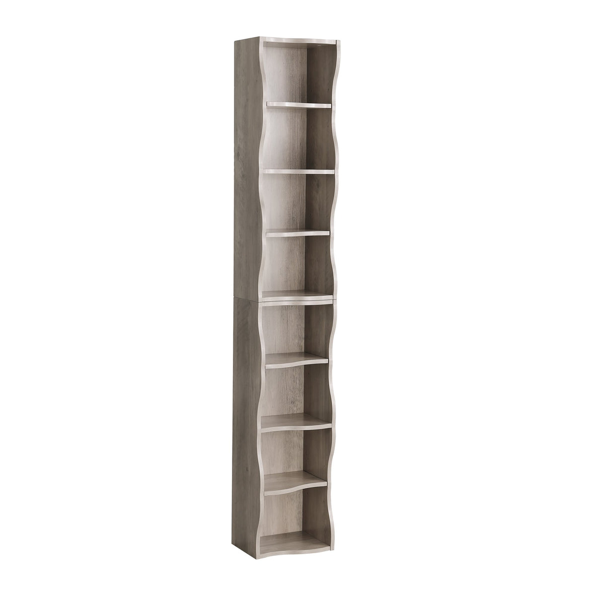 8-layer adjustable shelf ultra-thin bookshelf with a wavy border design, which is more aesthetically pleasing – Gray