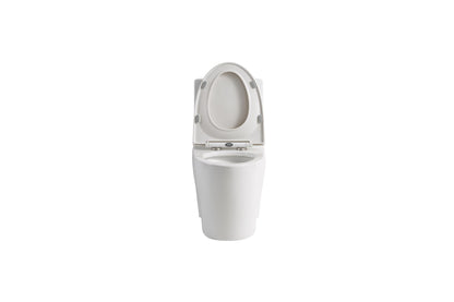 1.1/1.6 GPF Siphonic Flush One-Piece Toilet for bathrooms,Siphonic S-trap 12",Elongated Bowl with Soft Close Seat,Powerful Dual Flush MAP 1000g,Comfort Chair Seat ADA Height 17",Glossy White GW-001