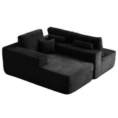 104" Cloud Sectional Sofa with L-Shape Chaise and Side Pockets, Modern Modular Design, Deep Seating, Upholstered Couch – Black