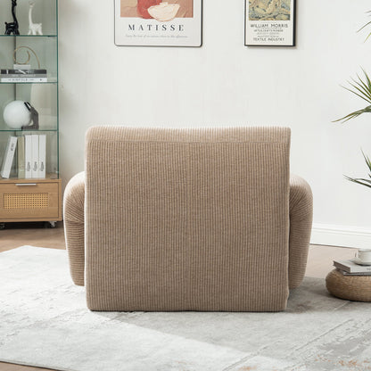 42" Wide Modern Upholstered Chenille Vertical Stripes Accent Chair, Boneless Single Sofa Chair