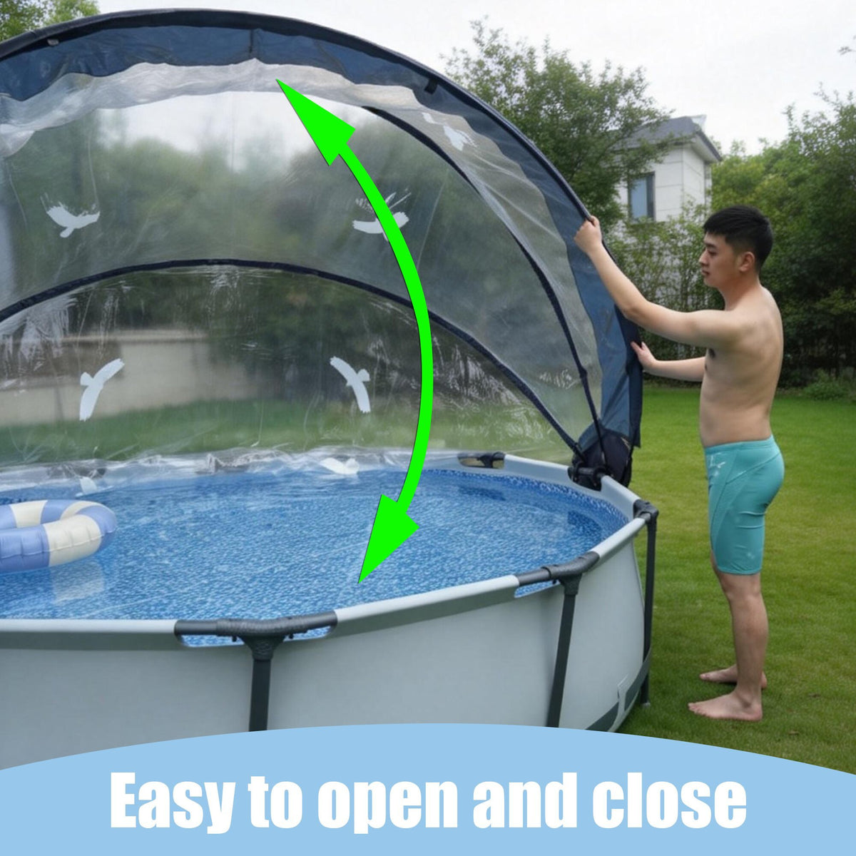 15 FT Round Multifunctional All Weather Cover Pool Dome Enclosure for Outdoor Pools, Compatible Clean & Warm Water, Suitable for 15 foot Round Frame Pools
