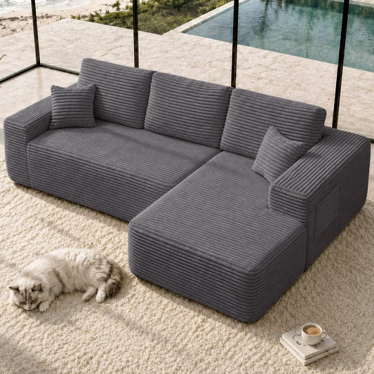 104" Cloud Sectional Sofa with L-Shape Chaise and Side Pockets, Modern Modular Design, Deep Seating, Upholstered Couch – Model W3975S00034