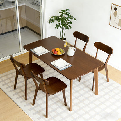 100% Natural Solid Wood Dining Chairs Set of 2, Mid Century Modern Dining Chairs with Curved Backrest