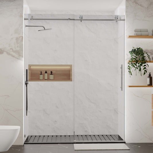 56-60" W x 76" H Frameless Shower Door, Sliding Shower Door, with Premium 5/16" Thick Tempered Glass Shower Enclosure
