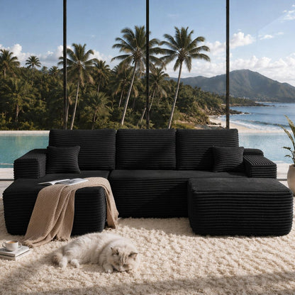 104" Cloud Sectional Sofa with U-Shape Chaise and Side Pockets, Modern Modular Design, Deep Seating, Upholstered Couch – Model W3975S00035
