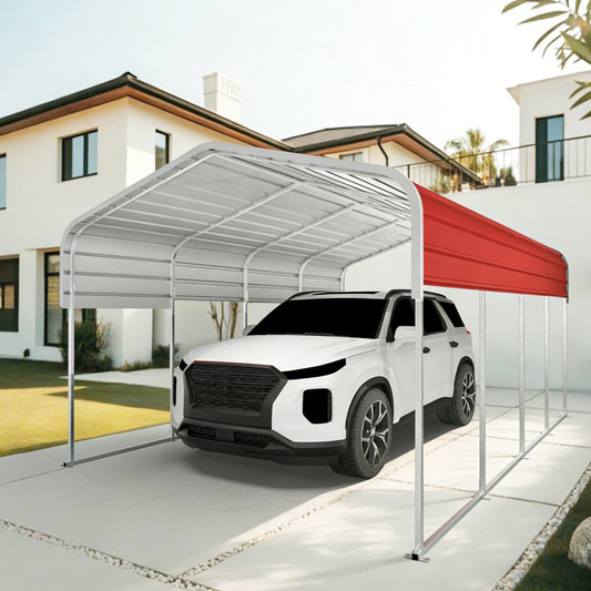 12 x 20 FT Carport, Heavy-Duty Steel Outdoor Carport with Galvanized Frame for Vehicle Shelter for Cars, Trucks, SUVs, ATVs, Equipment and Outdoor Storage