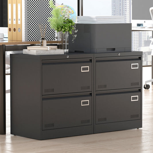 2 Drawer Metal Lateral File Cabinet with Lock, Office Vertical Files Cabinet for Home Office/Legal/Letter/A4, Locking Metal File Cabinet