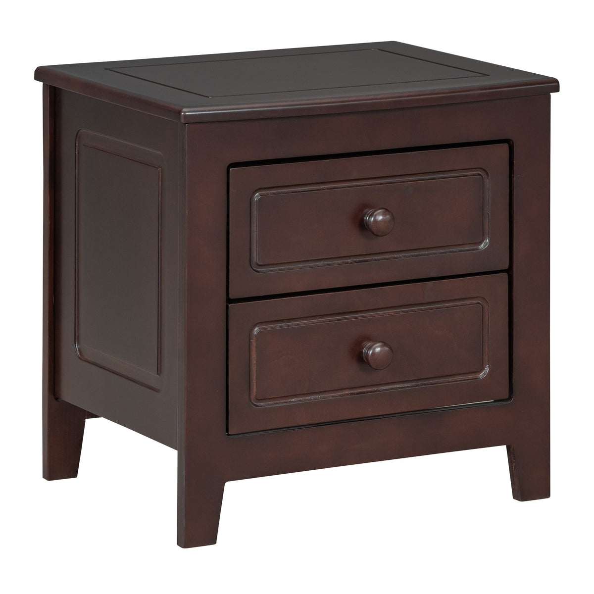 3-Pieces Bedroom Sets, Full Size Wood Platform Bed and Two Nightstands-Dark Walnut