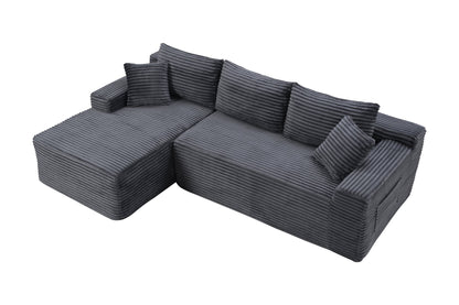 94.5" Cloud Modular Sectional Sofa Couch with L-Shape Chaise, Modern Minimalist Upholstered Couches, Deep Seat Corner Couch – Model W5515P479903